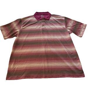 PGA TOUR Men Pink Short Sleeve Pullover Golf Polo Shirt 2XL Stretch performance